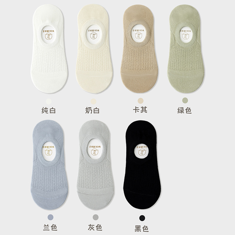Women's Socks Summer Mesh Thin Invisible Socks Solid Color Breathable Sweat Absorbing Low Cut Silicone Anti-Slip Tight Socks
