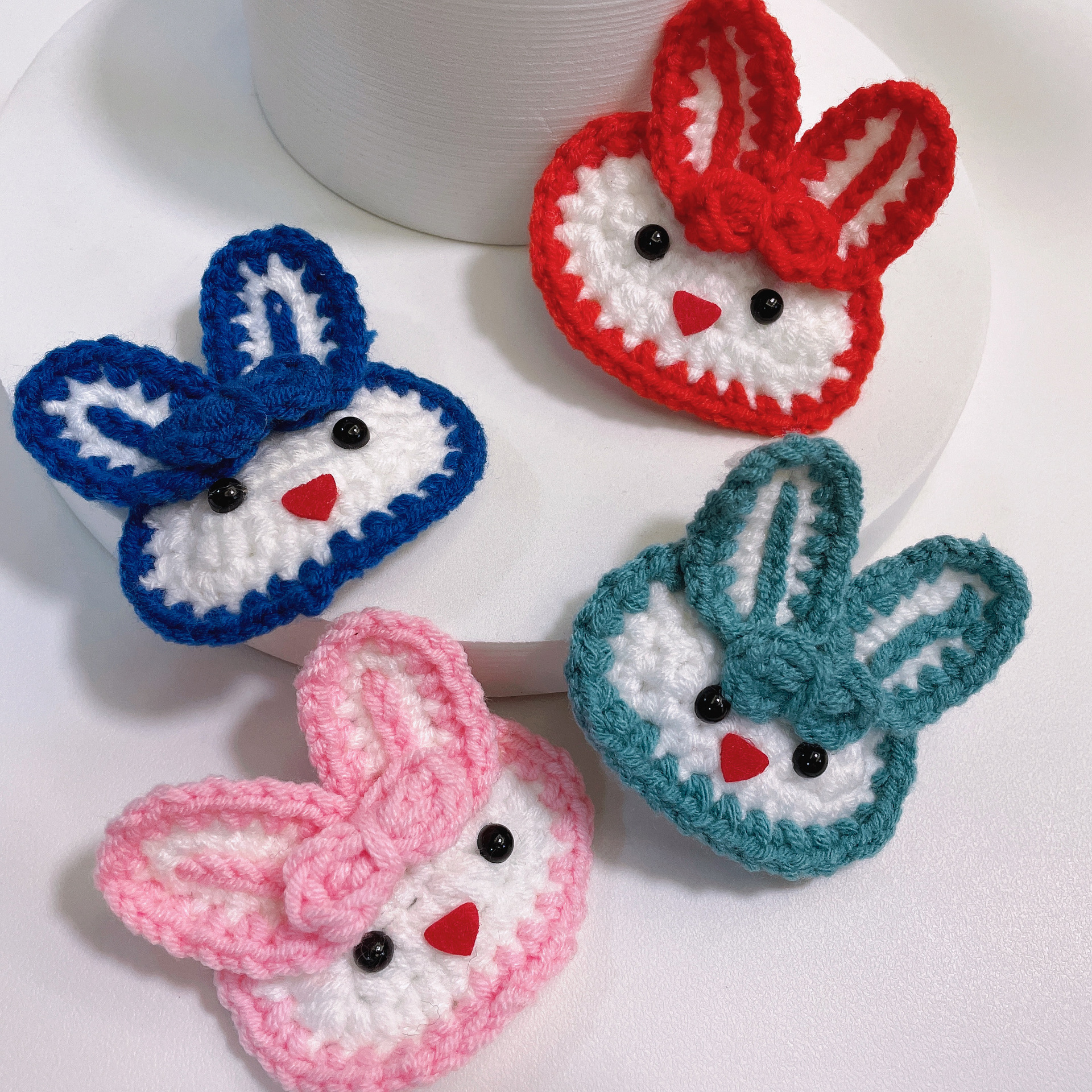 网红秋冬新款手工编织毛线兔耳朵发夹可爱少女刘海夹bb夹头饰发饰