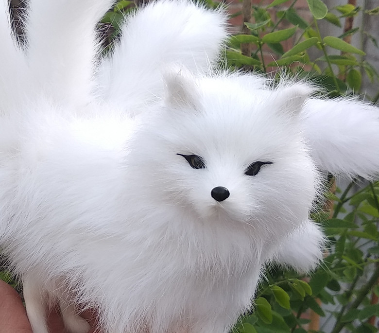 仿真九尾狐模型狐狸毛绒玩具玩偶桌面树脂创意装饰白狐摆件手工