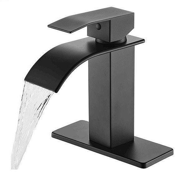 Black Waterfall Hot and Cold American Basin Faucet Table Basin Drop-in Sink Sink Bathroom Cabinet Copper Mixed Faucet Water Tap
