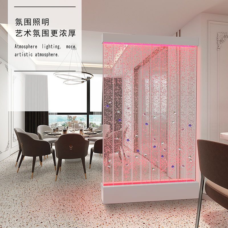 Water Curtain Wall Living Room Partition Screens Flowing Water Entrance Cabinet Bubble Wall Led Luminous Multi-Color Double-Sided Wine Cabinet