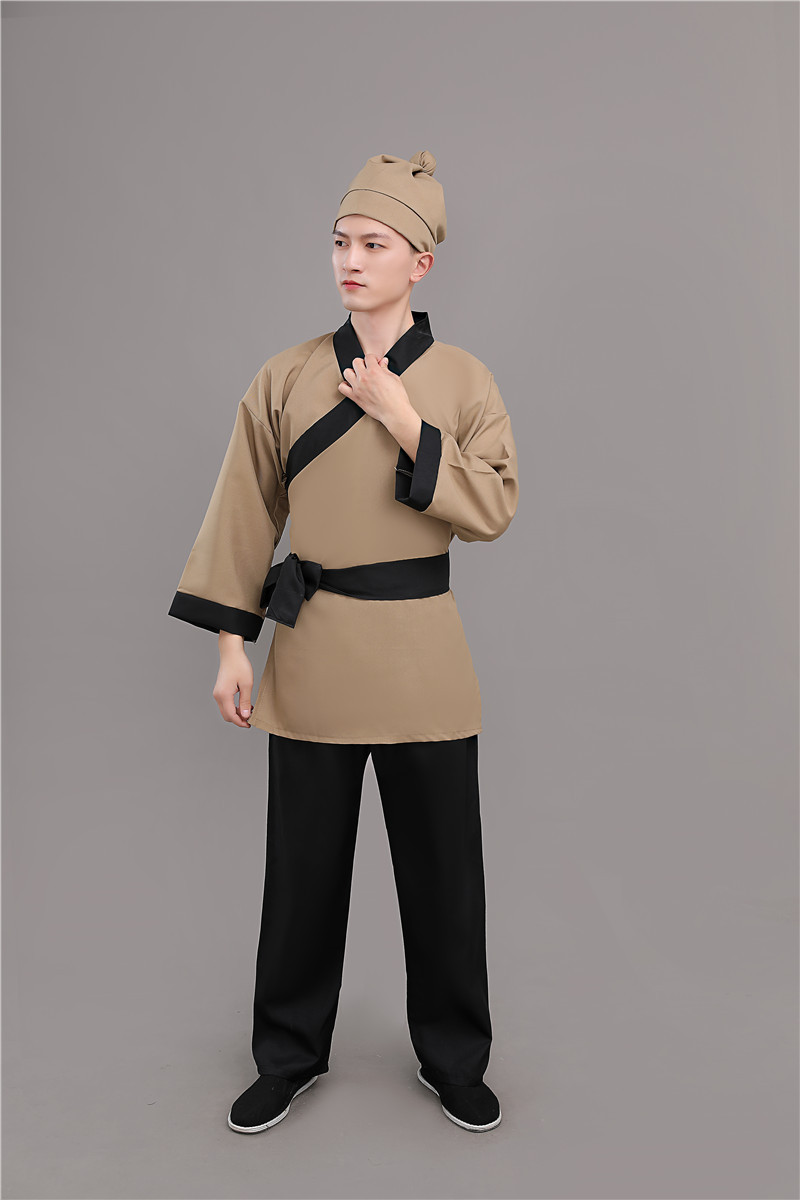 新款店小二平民古装演出成人汉服男农夫家丁仆人书童茶艺馆工作服