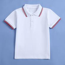 夏季童装校服白色polo衫儿童短袖t恤纯棉男女童学生翻领班服园服