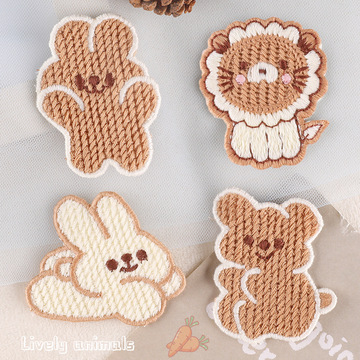 电脑绣花标卡通动物兔补标手账diy补丁贴服装辅料水溶刺绣贴布贴