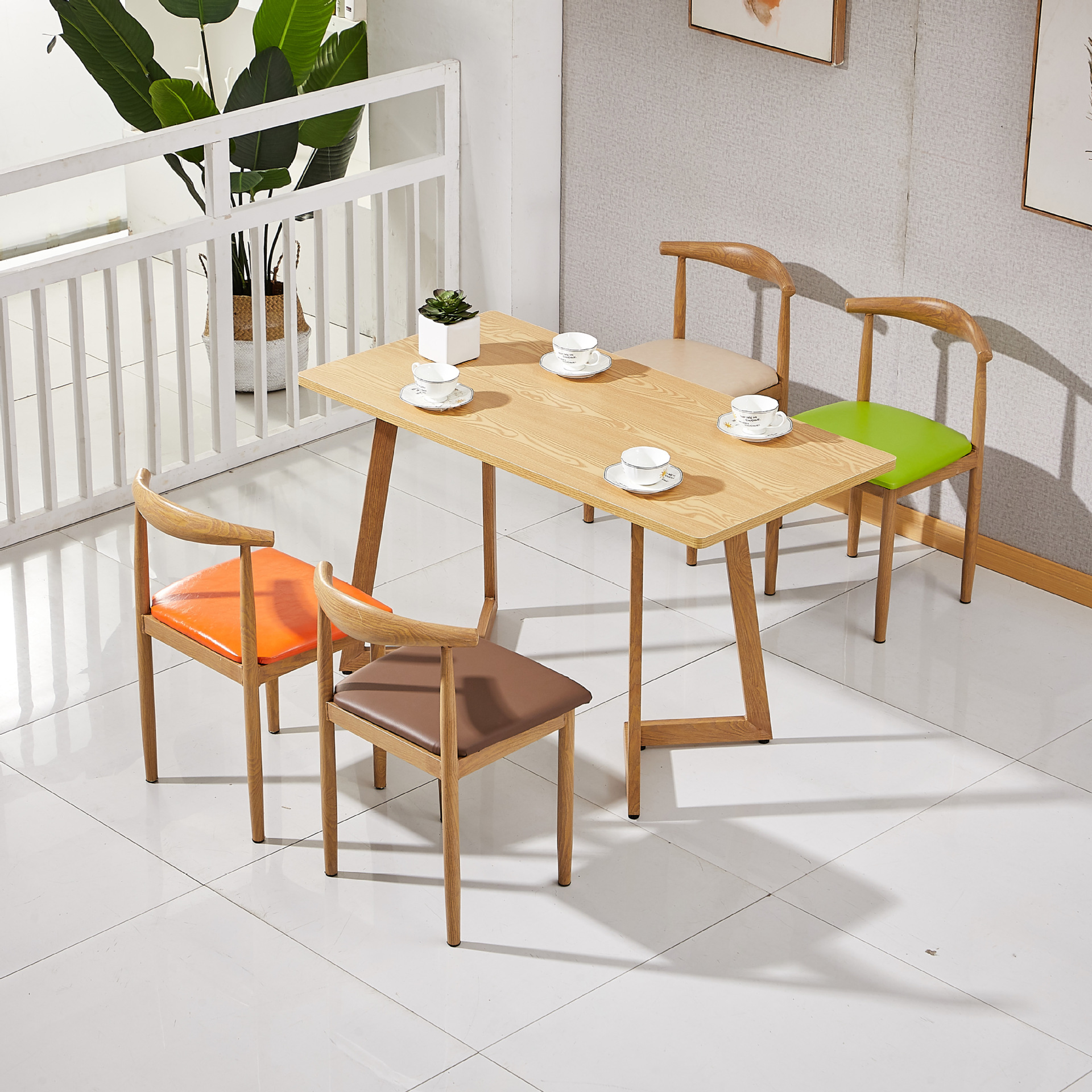 奶茶店桌椅快餐店桌椅组合餐厅小吃面馆甜品店食堂经济形餐桌商用