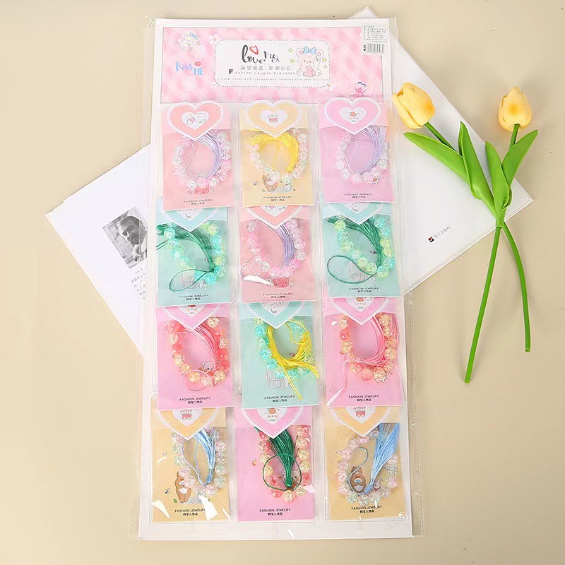 Children's Bracelet Colorful Beaded Korean Style Simple Jewelry Student Girlfriend Gifts Ins Cartoon Tassel Bracelet Wholesale