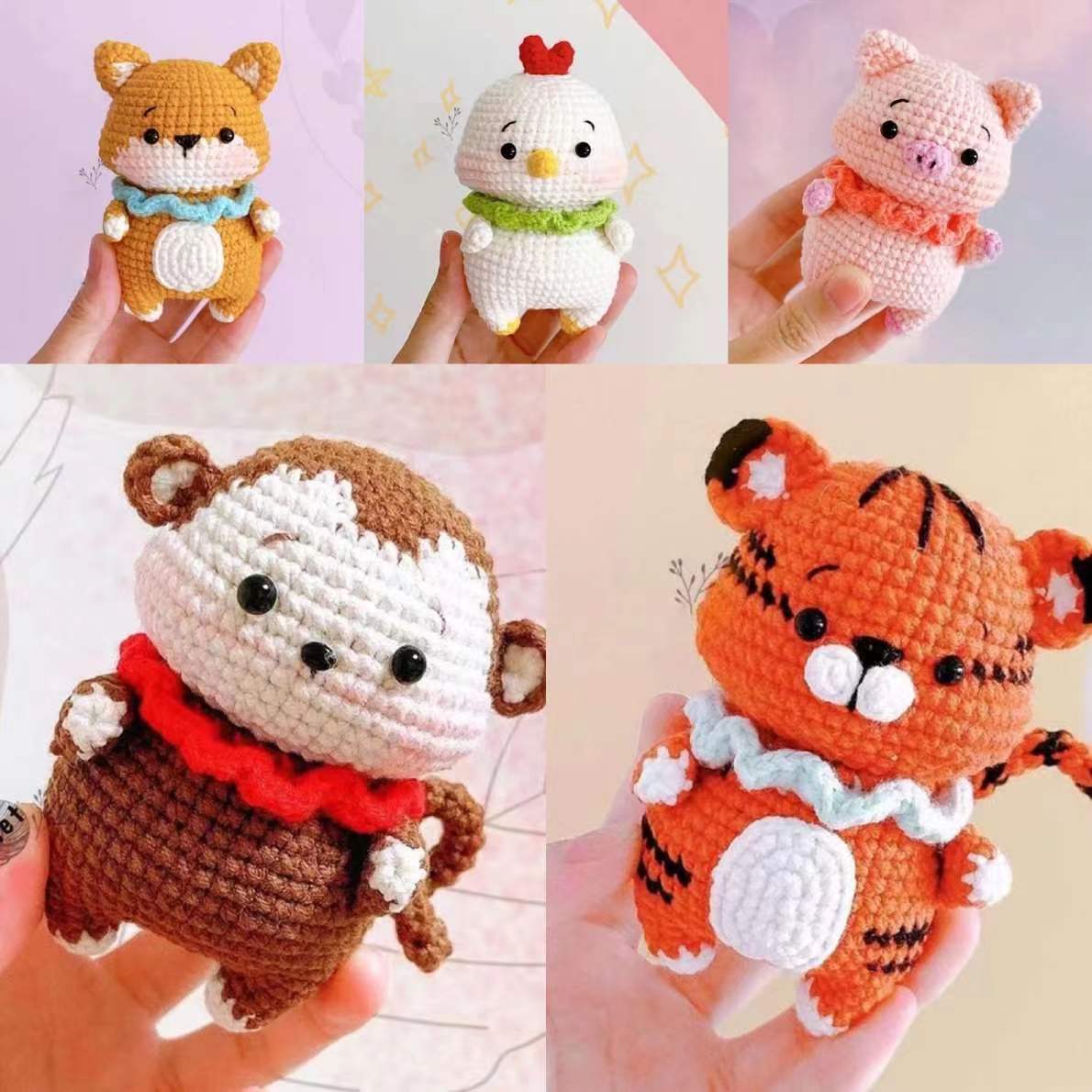 毛线手工编织十二生肖diy材料包制作勾线钩针玩偶挂件送男友礼物