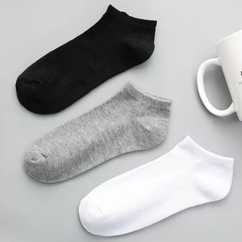 wholesale men‘s deodorant and sweat-absorbing low top socks short black white gray solid color men‘s and women‘s spring summer simplicity breathable comfortable