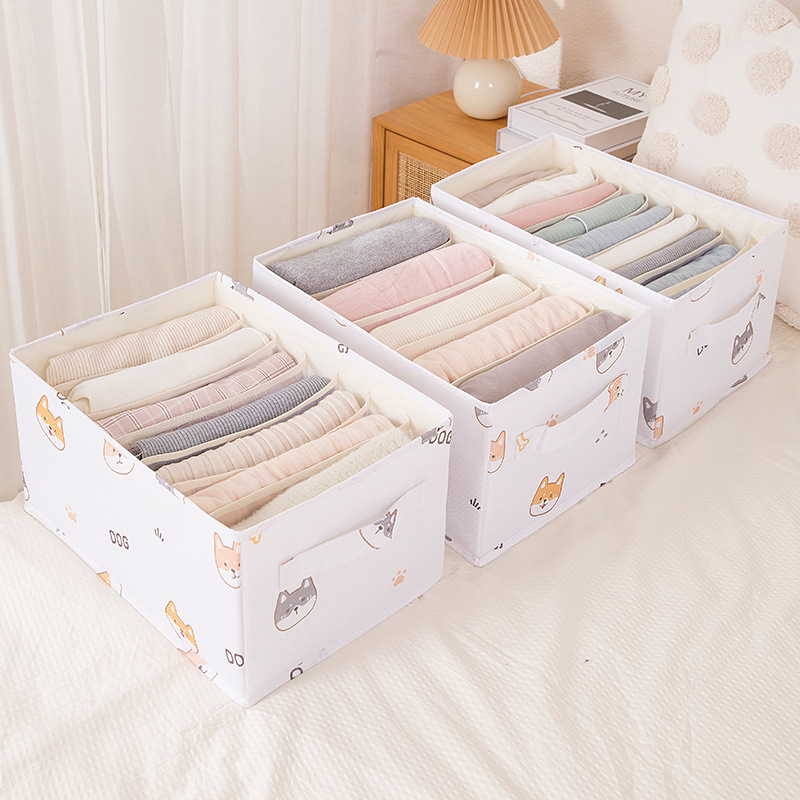 Amazon Hot Sale New Cartoon Pattern Underwear Storage Box Pants Compartment Storage Box Wardrobe Draw Box