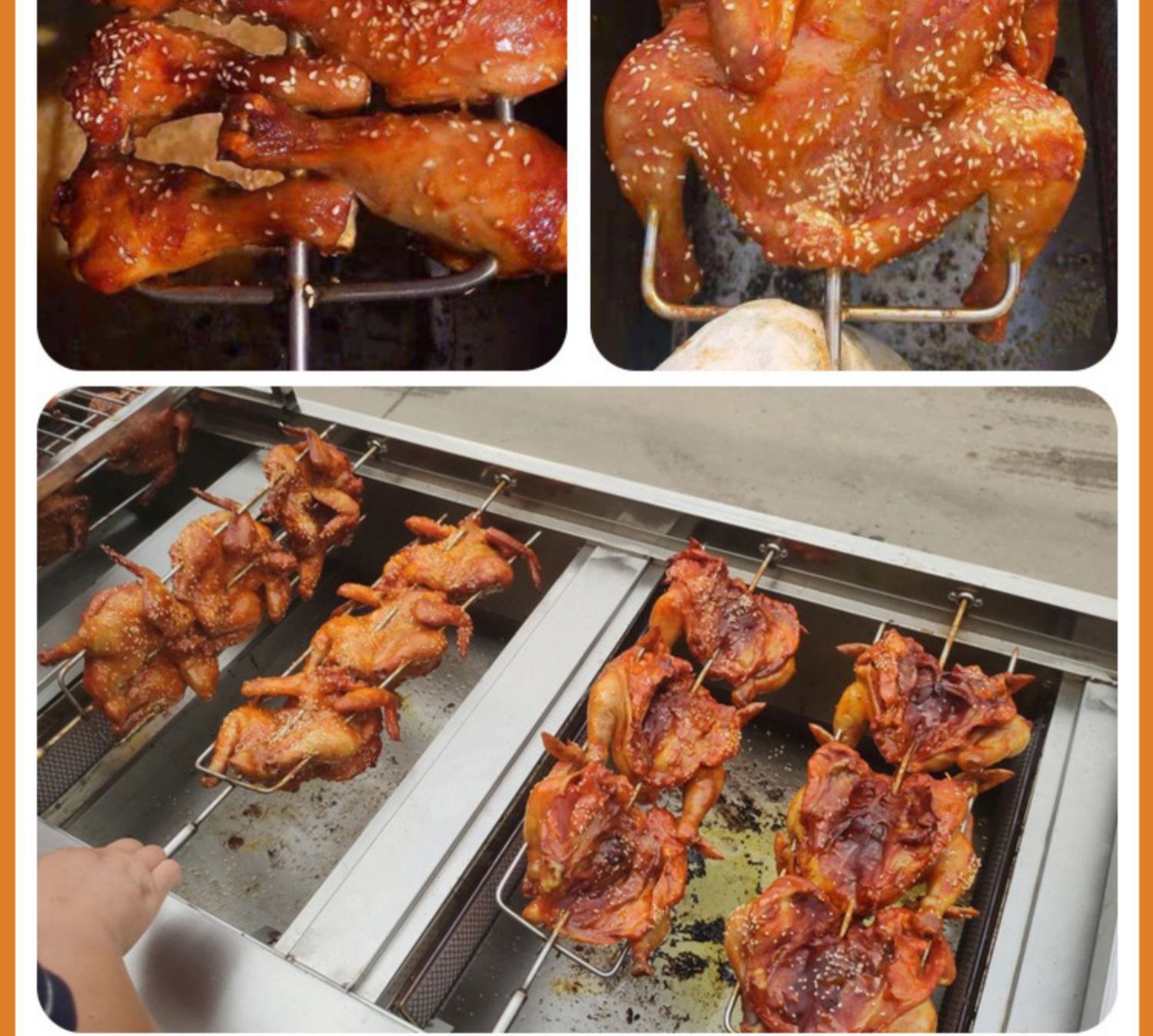 摇滚烤鸡炉旋转自动木炭燃气煤气商用无烟奥尔良越南鸡翅鸡腿烤箱