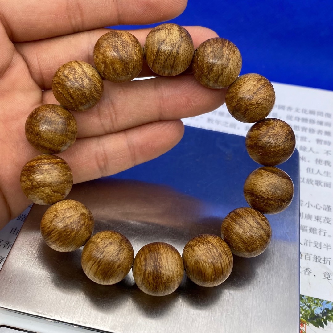 天然马拉ok虎纹沉香手串16mm×14颗珠净重13克花香味浓郁-阿里巴巴