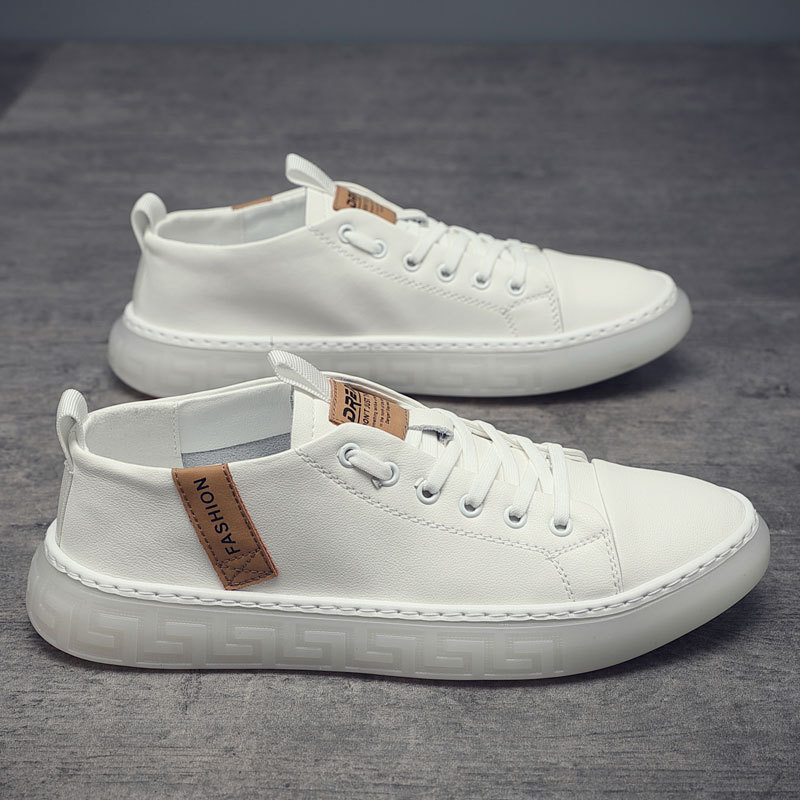 男鞋2021年新款潮流百搭小白鞋男真皮一脚蹬休闲板鞋男平底白鞋男