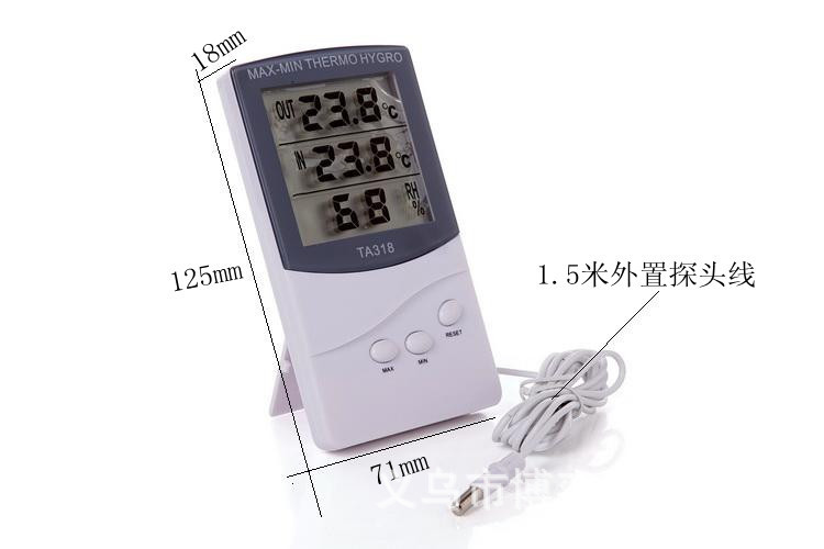 Supply Ta318 Indoor and Outdoor Thermometer Electronic Hygrometer Large Screen Temperature and Humidity