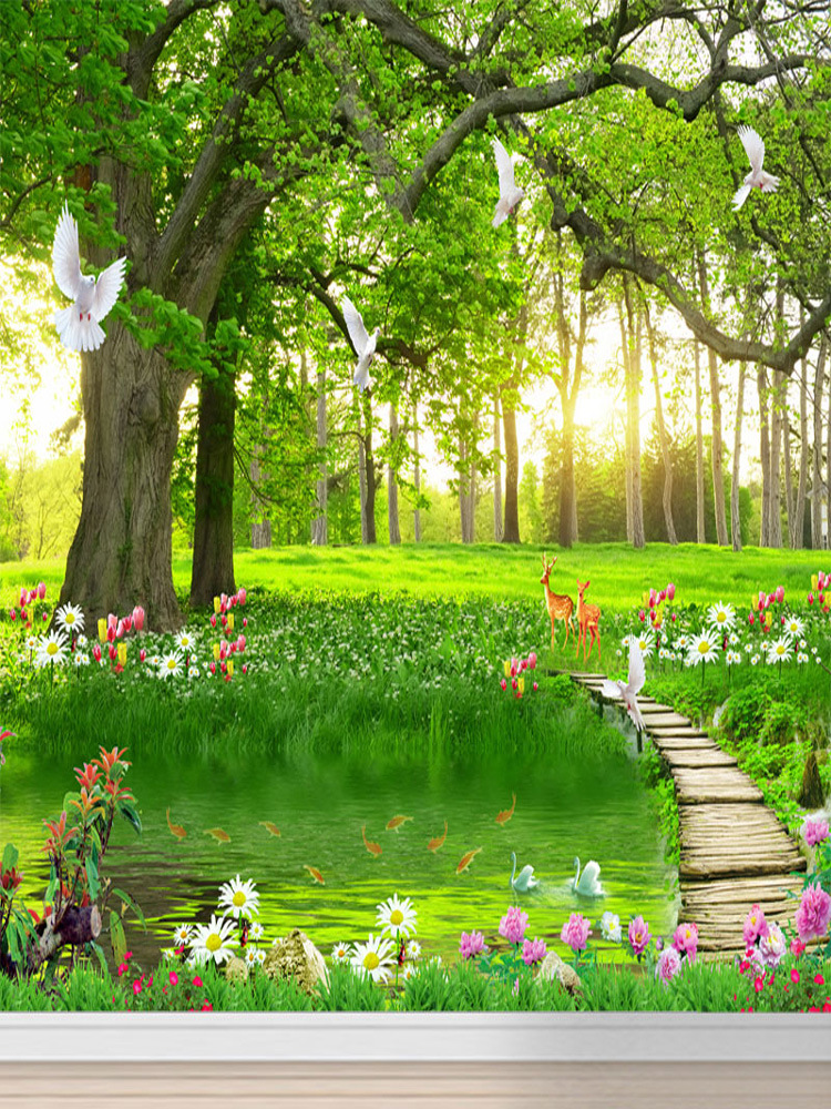 风景墙贴壁画墙壁贴画自粘壁纸装饰背景墙卧室画墙纸墙画贴纸图片