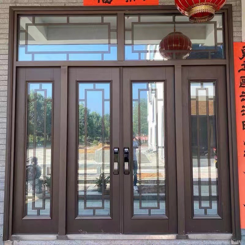 庭院拼接大门 别墅四扇玻璃钢质拼接门 家用玻璃拼接门量尺定 制