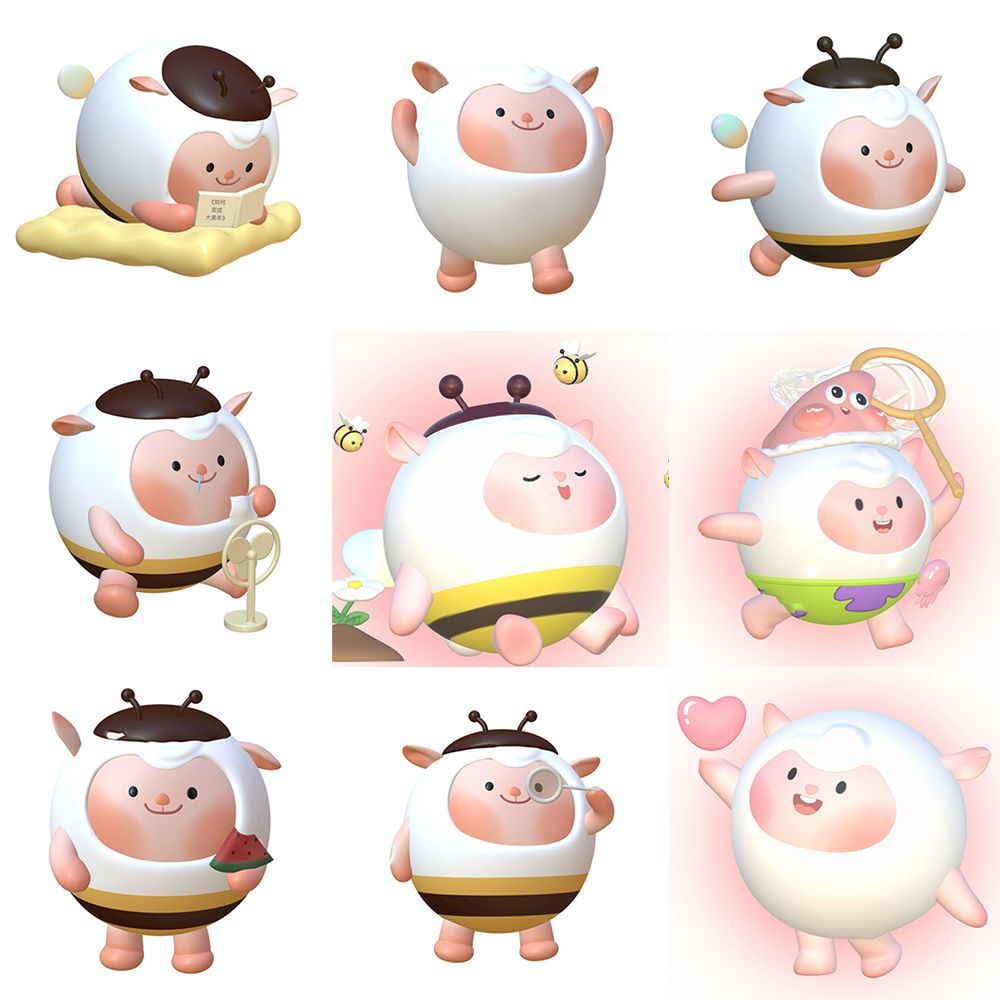 48张dongdong小羊皮肤蛋仔派对爆款贴纸可爱创意行李箱贴画防水