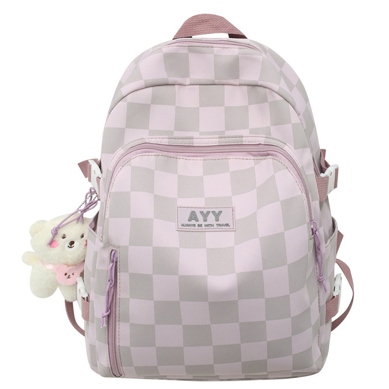 Schoolbag Girl Student Junior High School Student 2022 New Ins Style Cute Plaid Elementary School Studebt Backpack Tide