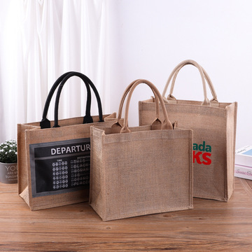 麻布袋制定diy购物礼品袋批发彩印logo单肩黄麻亚麻手提袋制作