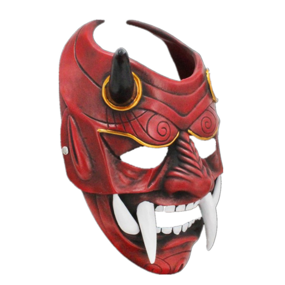 日系赤般若面具红色恶魔鬼首面罩白鬼院凛凛蝶万圣节装饰道具mask
