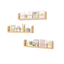 实木小书架家用实木墙壁置物架子宝宝床头简易墙上壁挂儿童置物架