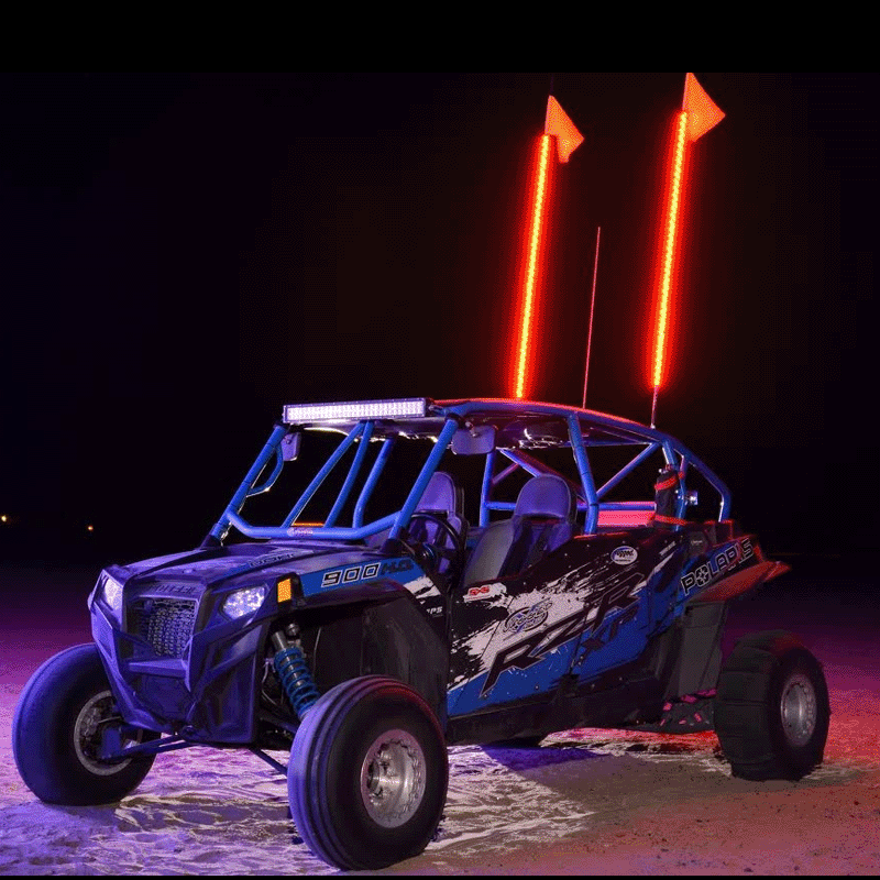 rgb七彩手机蓝牙遥控旗杆灯 跑马拉风led越野车沙滩旗杆灯氛围灯