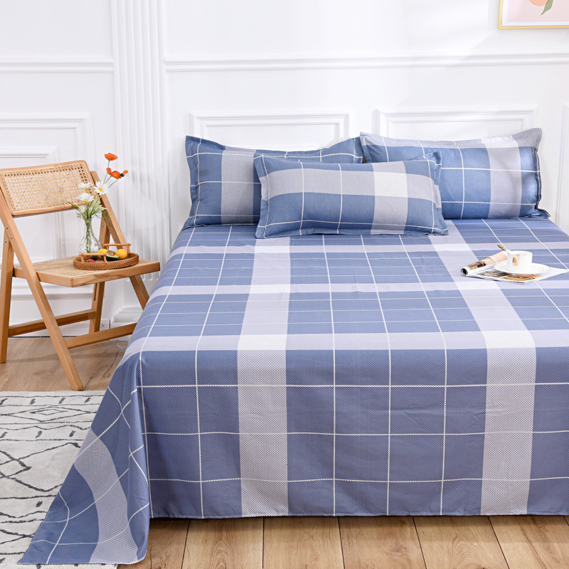 Factory Wholesale Washed Cotton Single Bed Sheet Bedding Small Fresh Single Single Double Plaid Quilt Single Product Dormitory