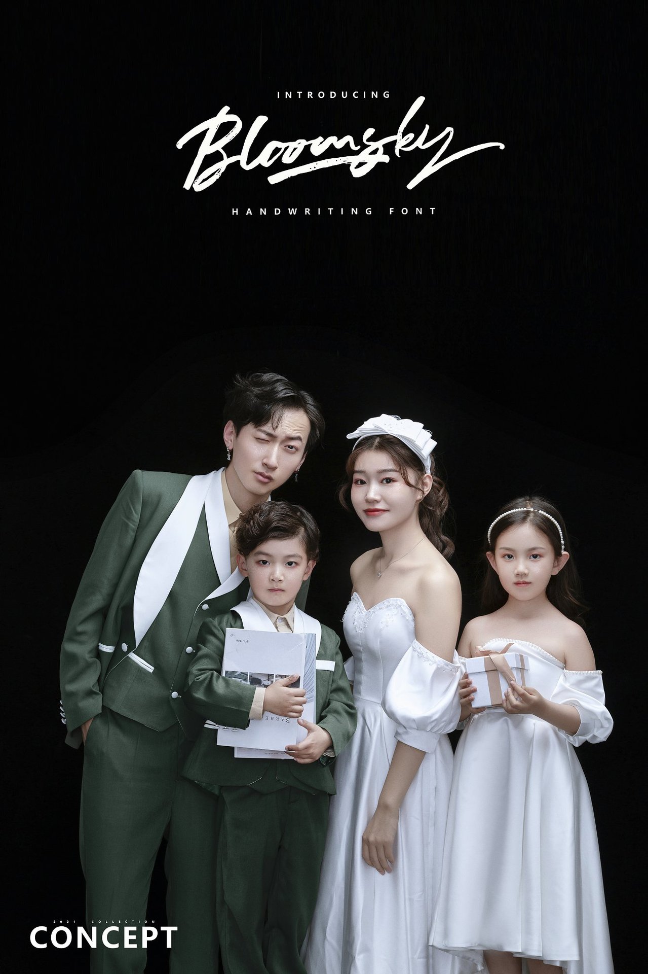 21年展会新款一家4口亲子装婚纱影楼高端主题摄影工作室正版礼服