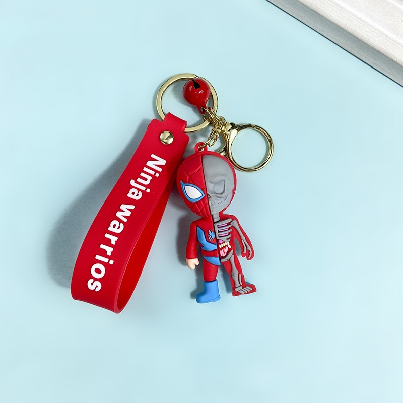 Creative Semi-Anatomy Avengers Keychain Trendy Cool Mechanical Iron Man Spider-Man Key Chain Marvel Pendant