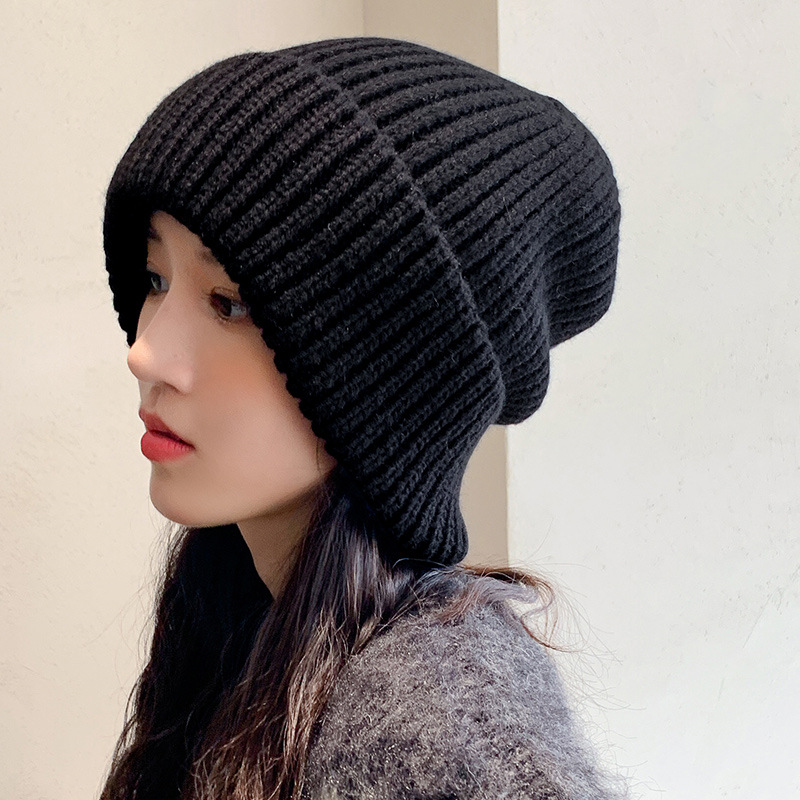 Winter Woolen Hat Women's Korean-Style Versatile Thick Thread Pile Heap Cap Autumn and Winter Warm Thickened Casual Fashion Knitted Hat