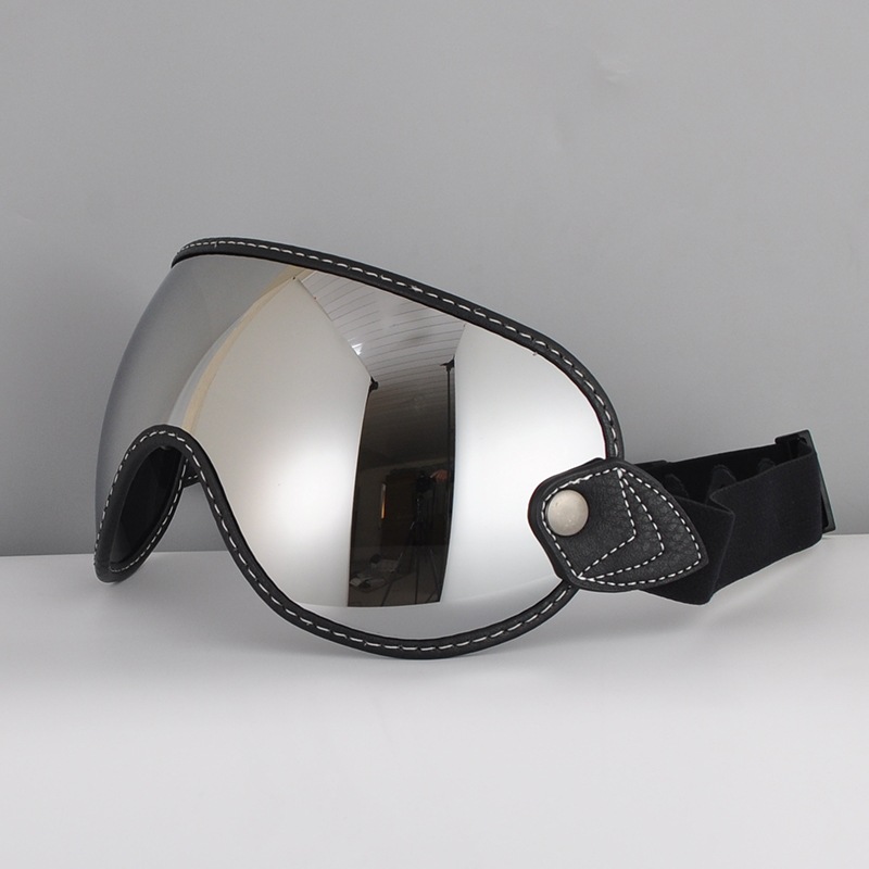 日夜通用绑带泡泡镜 3/4复古半盔全盔四季防雾护目镜头盔透明镜片