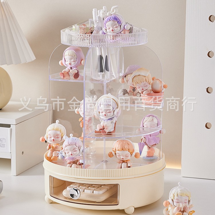 processing light luxury advanced 360 ° rotating cosmetics storage box drawer multi-layer desktop finishing storage box