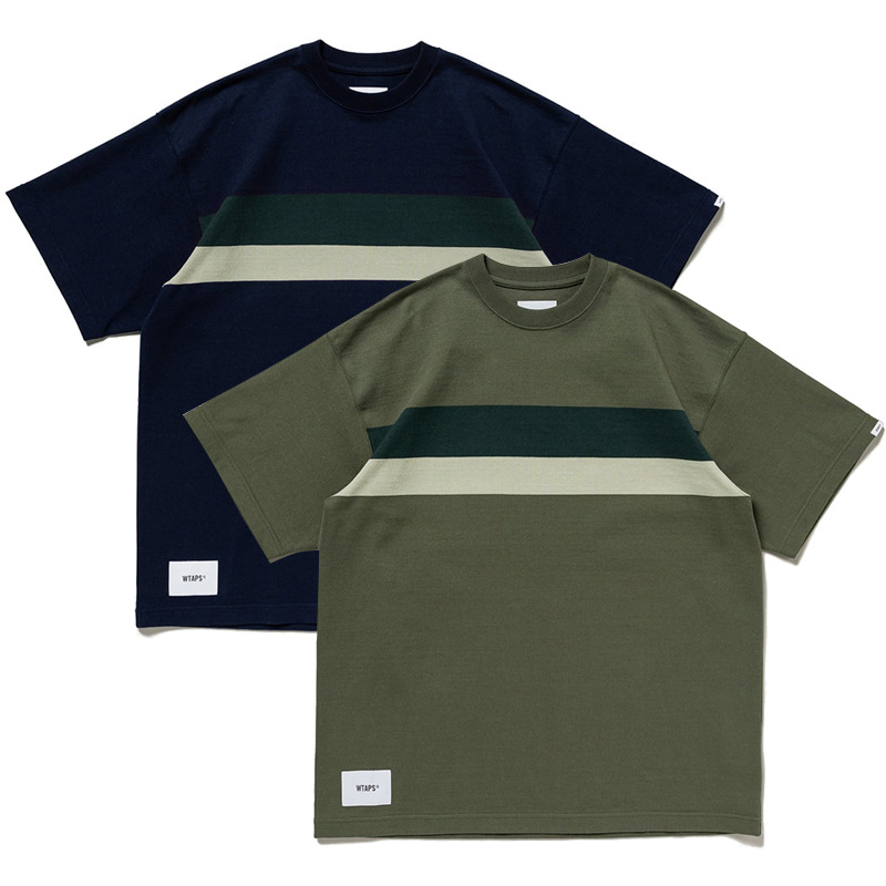 wtaps bdy03ss 条纹撞色短袖t恤休闲宽松半袖男纯棉日系潮牌上衣