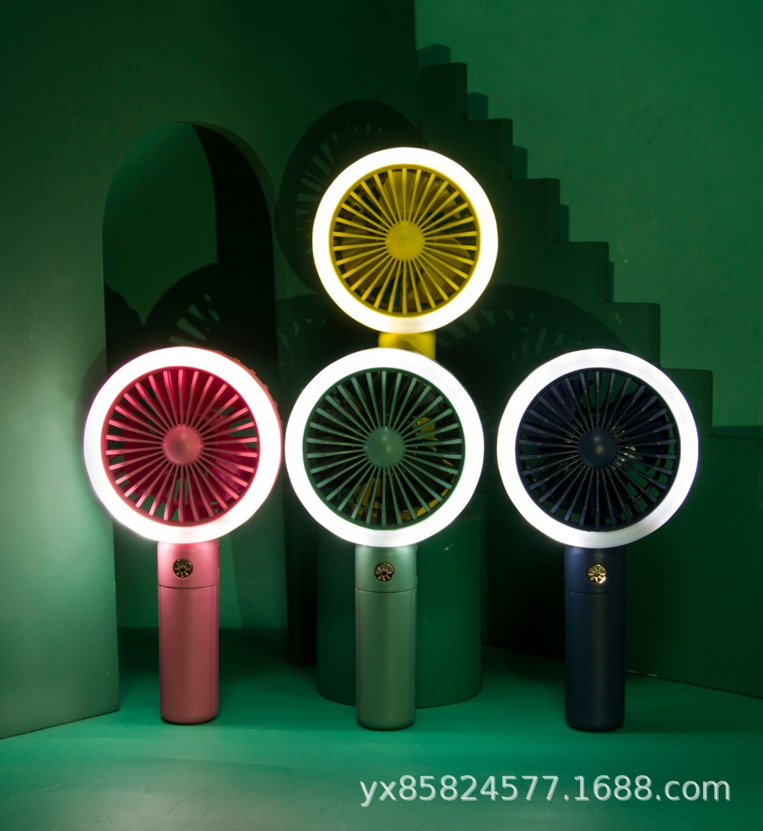 灯光锂电池风扇带底座可手持桌面迷你办公室宿舍学生户外三档调节