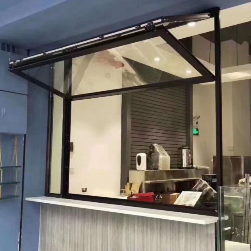 铝合金上下推拉折叠窗咖啡厅餐厅外卖玻璃上折窗好的门窗