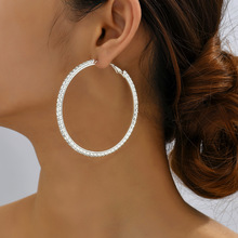 热跨境珠宝首饰批发 时尚流行女式银色钻石大耳环