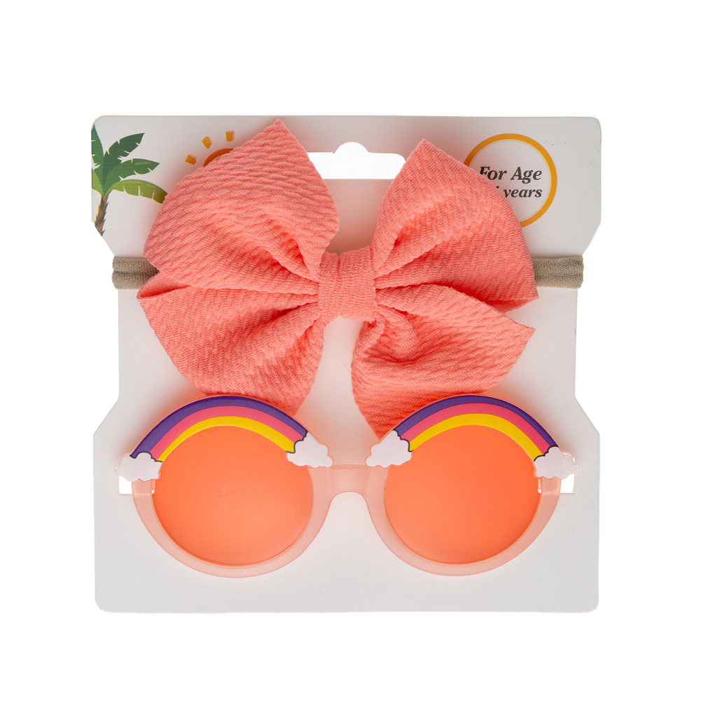Children's Sunglasses Headband Set Boys and Girls Cartoon Toys Rainbow Sunglasses Sunglasses Hair Band Two-Piece Set
