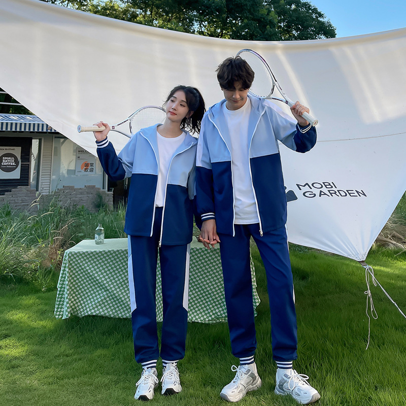 中学生校服套装春秋季男女蓝色初高中小学生秋季班服丁制运动校服