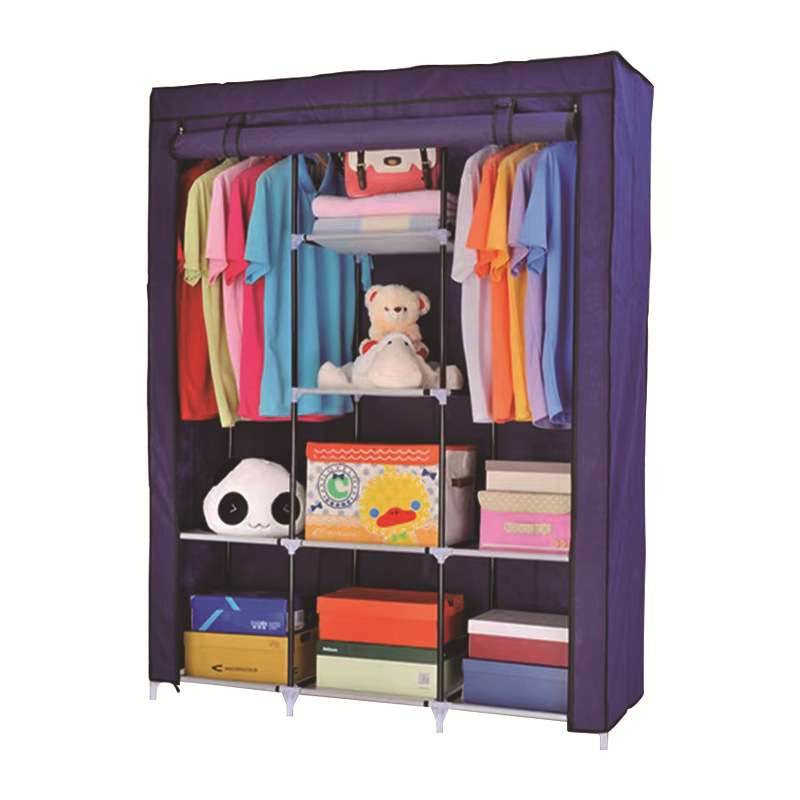 Simple Wardrobe Thickened Steel Pipe Component Wardrobe Foreign Trade Dustproof Storage Wardrobe Non-Woven Wardrobe