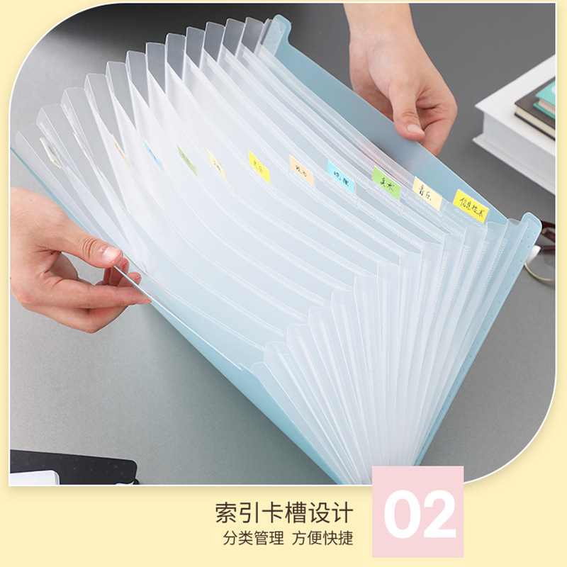 Portable Organ Bag Folder A4 Multi-Layer Large Capacity Standing Student Test Paper Documents Pp Classification Storage Clip