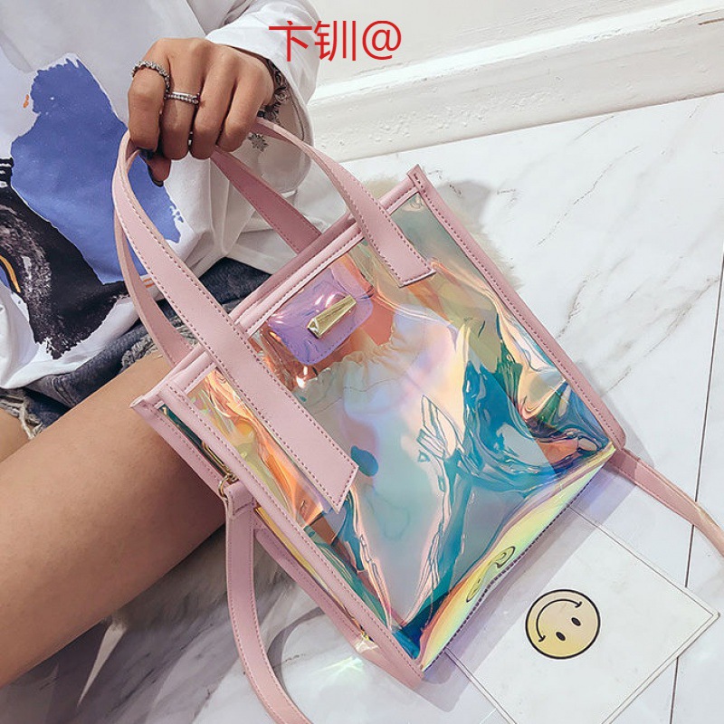 【退换包邮】镭射霓彩包包女2023新款斜挎包手提透明子母包单肩包