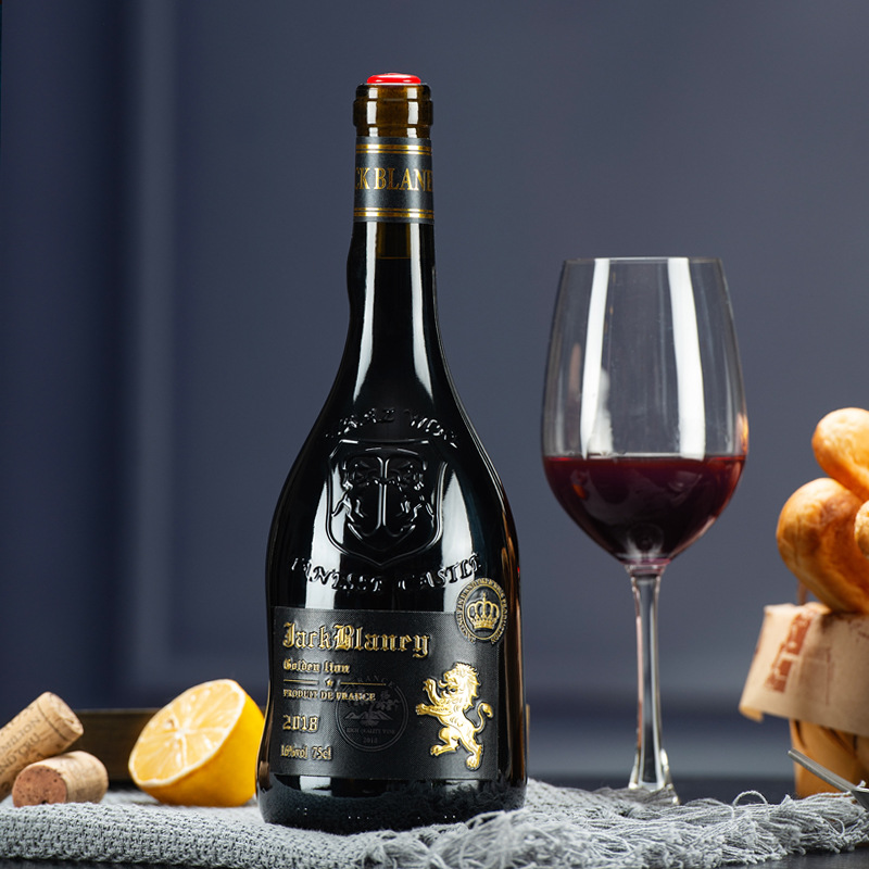 进口红酒 法国干红葡萄酒礼盒装蜡帽金属标厂家批发直播代发包邮