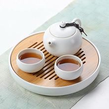 功夫茶具一壶两杯竹制干泡茶盘套装日式整套旅行办公陶瓷茶壶韩家