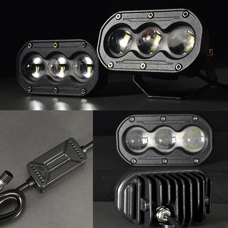 New U18 Car Led Lock and Load Spray Spotlight Motorcycle Spotlight Two-Color Lens Headlight Electromobile Lights