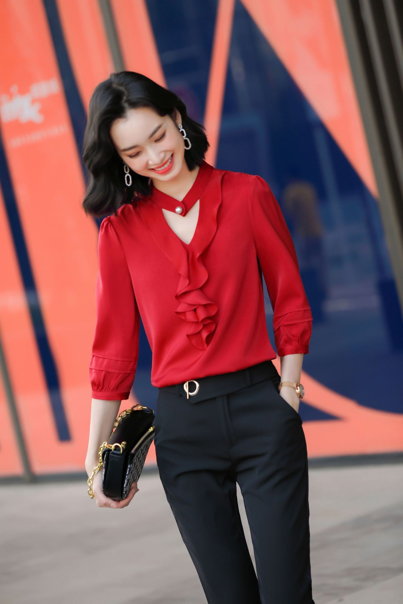 白色立领衬衫女2021新款短袖时尚工作服夏季职业白领气质衬衣上衣