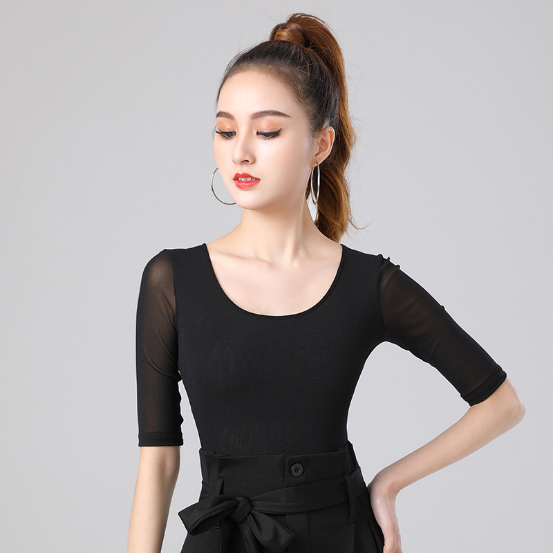 拉丁舞服女夏季洋气舞蹈服连体衣成人新款国标摩登舞上衣演出服装