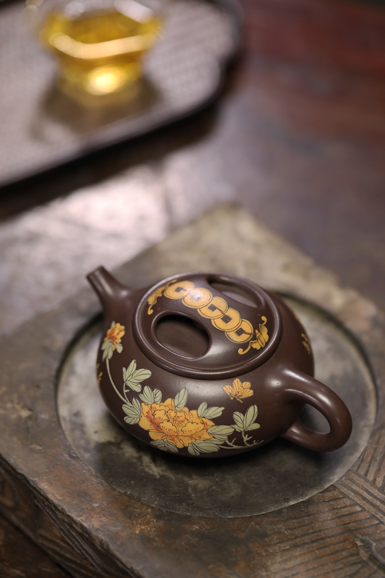 宜兴紫砂壶名家正品纯手工精品原矿优质老紫泥泥绘牛盖石瓢壶特价