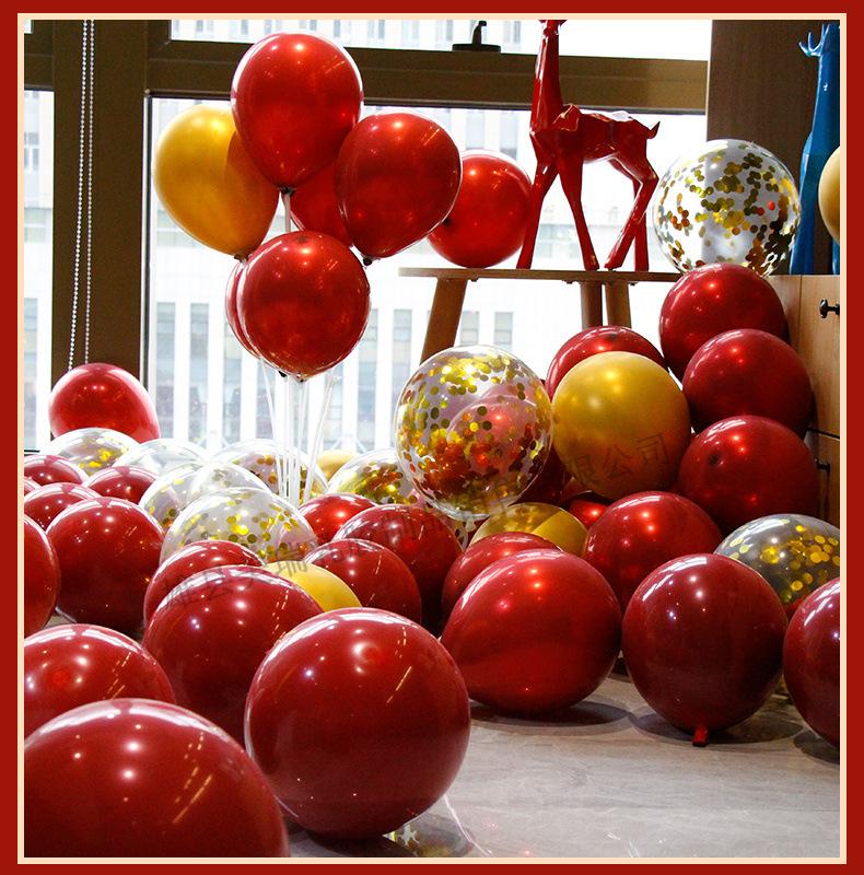 网红石榴红气球结婚装饰布置场景布置气球生日派对气球婚庆气球