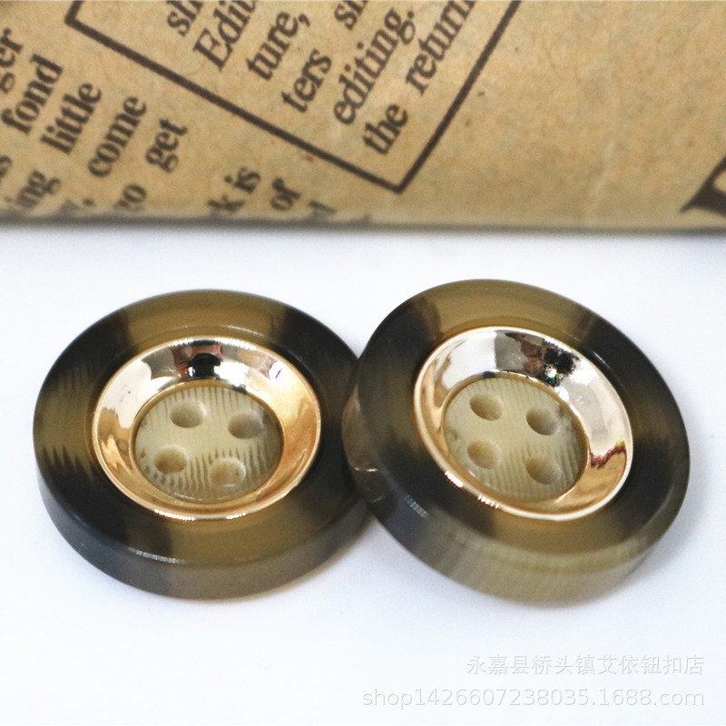 韩版金圈树脂纽扣风衣毛衣扣子 树脂双拼组合大衣西装钮扣