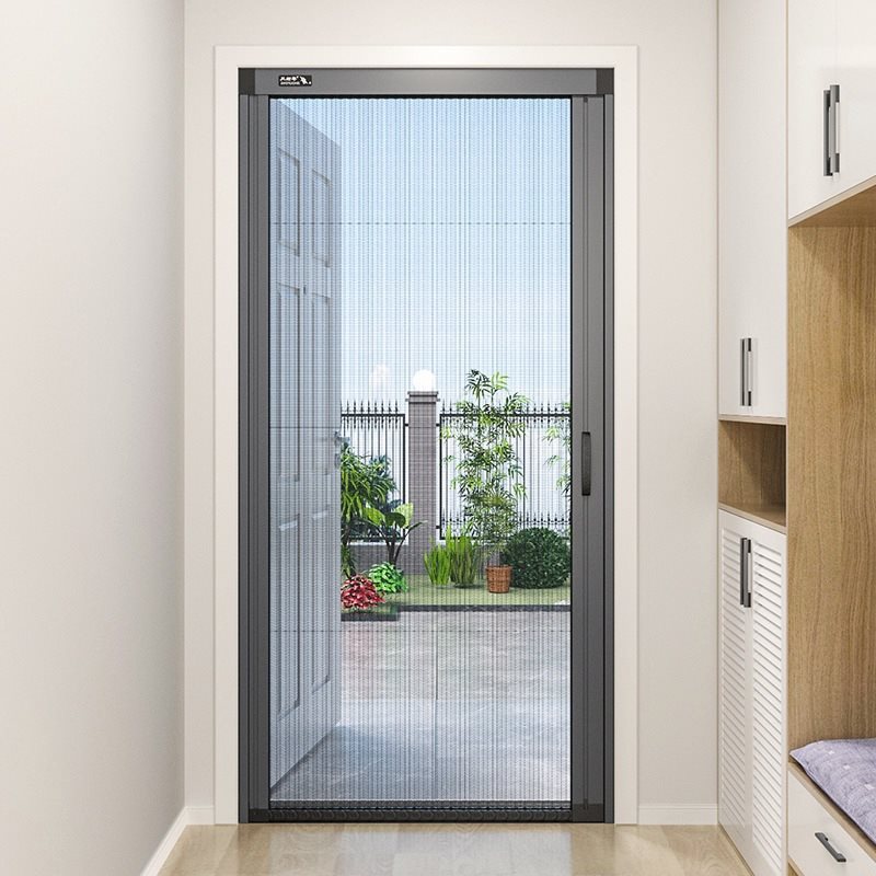 折叠纱门推拉式无轨纱门隐形防蚊沙门移门入户门推拉门铝合金纱门