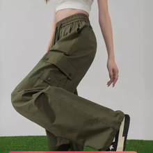 绿色美式工装裤女夏季薄款2024新款登山运动小个子冲锋休闲裤子女